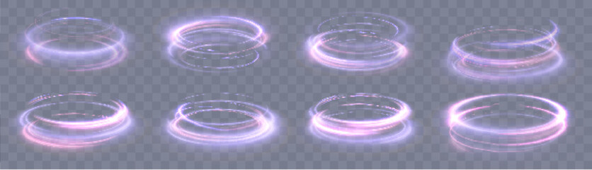 Poster - Bright light round teleport podium. Magic gate in a fantasy game. Light golden swirl. Sci-fi digital high-tech in bright light. Vector