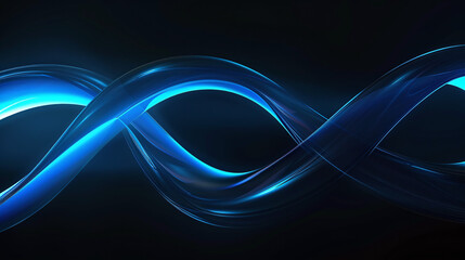 Abstract image of intertwining blue light waves on a dark background, creating a dynamic and futuristic visual effect.
