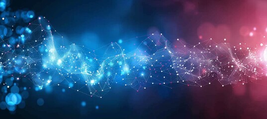 Poster - Digital network  streamline connection of information waves in technology representation