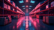 Warehouse - storage - logistics - supply chain - transportation of goods - shopping on the web - warehousing - neon 
