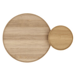 Wall Mural - top view of 2-piece wood top coffee tables, on transparent background, 3d rendering