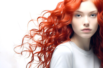 Wall Mural - portrait of a glamorous young woman with red dyed hair. fashion and style of fashionable generation