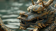 Close up side shot of a chinese dragon boat