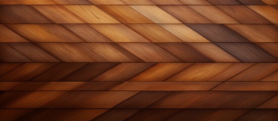 Poster - A closeup of a brown hardwood roof with a diagonal pattern made of amber wood stain. The flooring is made of rectangular hardwood pieces with a unique tint and shade
