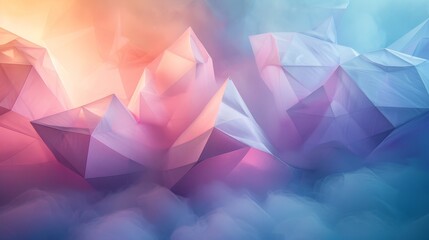 Wall Mural - Abstract image depicting the shape of a crystal cube, a colorful geometric sphere emerging from the mist, suitable for the representation of a futuristic or digital theme.
