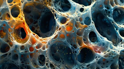 Leinwandbilder - Detailed views of stunning organic cellular structures, featuring striking color contrasts, are ideal for educational, scientific content or microbiology-inspired designs.