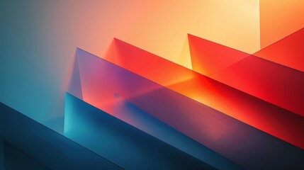 Poster - An assembly of sharp geometric shapes blending warm and cool hues creates an ideal background for design needs that require a modern and clean impression.