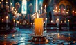 Kerzen in einer orthodoxen Kirche, erfürchtige Stimmung, Kerzenschein, Kirche