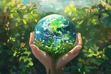 Hands Holding Green Earth