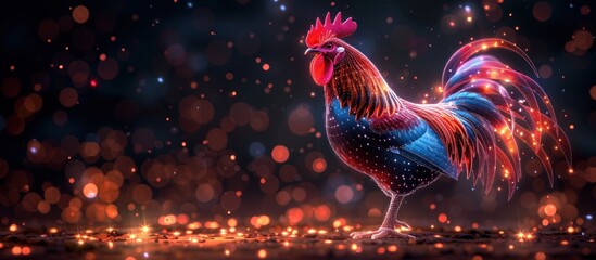 Wall Mural - rooster in the form of a starry sky