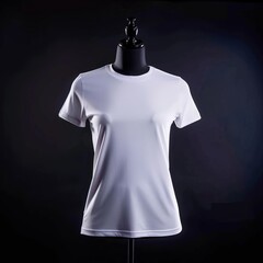 Wall Mural - A studio shot of the white T-shirt template being worn by an invisible mannequin, highlighting its fit and shape for design visualization. Generative AI