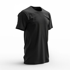 Wall Mural - An angled view of the black T-shirt template from the side, emphasizing its versatility for various design applications and print mockups. Generative AI