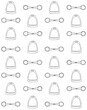 Vector seamless pattern of hand drawn sketch doodle outline equestrian horse bit and stirrup isolated on white background