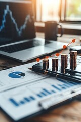 Poster - Abstract financial growth arrows background with ample space for text positioning