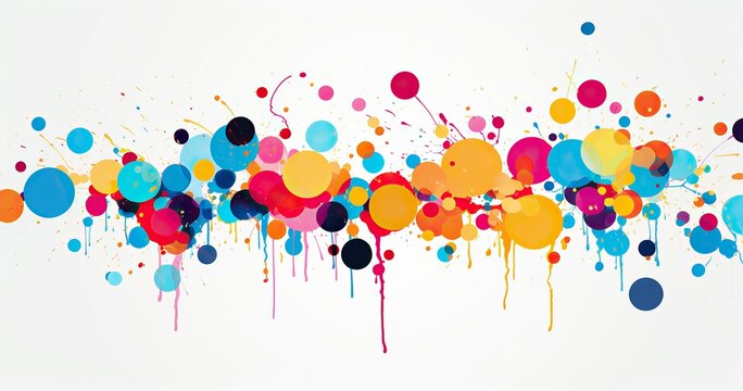 beautifull vector background with colorful splashes and bubbles on white. A beautifull background, banner design with white space in the center for text or logo.