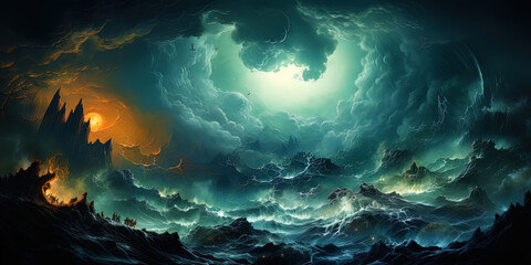 Wall Mural - Stormy whirlpools woven from power and forces of nature, like a whirlwind of element