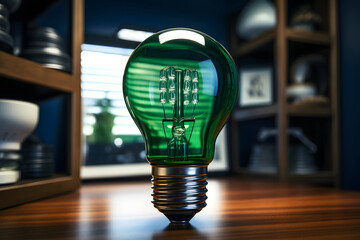 electric lamp on the table in the room. electric lamp. home interior and equipment. lighting in the house