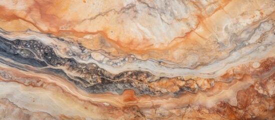 Wall Mural - A close up of a brown bedrock texture resembling a painting. The marble has an amber hue with intricate patterns, resembling wood grain. A natural material formation that resembles a peach dish