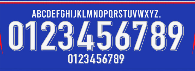 Poster - new font vector team Europe national team 2024, france font, kit sport style font. football style font with lines and points inside, sports style letters and numbers for soccer team