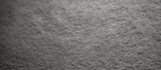 Poster - A detailed closeup of a monochrome gray carpet texture, resembling asphalt or concrete road surface. The pattern looks similar to grass or soil, showcasing the floorings natural material