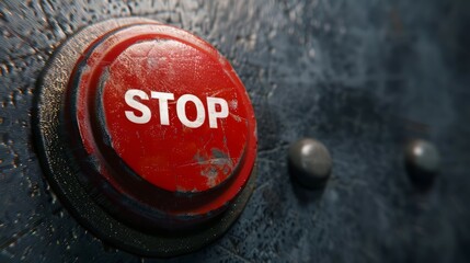 Poster - Close-up, large red button with the word 