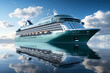 large luxury cruise ship travels the sea along its cruise route. sea ​​recreation and tourism.