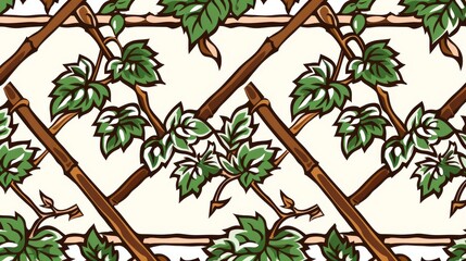 a drawing of a tree branch with green leaves on a white background with a diamond shaped design in t