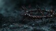 A crown of thorns resting on a dark background