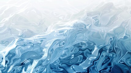 Poster - Soft ripples on light blue and white fluid art - An image displaying soft, seamless ripples creating a tranquil and light aesthetic through fluid art in cool blue and white hues