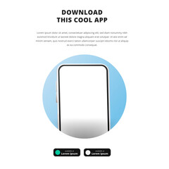 Wall Mural - page banner advertising for downloading app for mobile phone smartphone Download buttons template 3D cartoon perspective phone with circle background