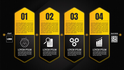 Wall Mural - engaging black and yellow infographic templates for presentations. dynamic layouts, data visualizati