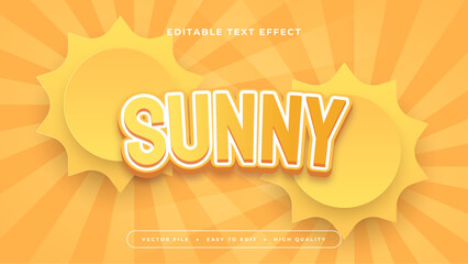 Wall Mural - Yellow orange and white sunny 3d editable text effect - font style