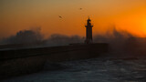 Fototapeta  - Lighthouse of the Felgueiras during a amazing sunset, Porto, Portugal.