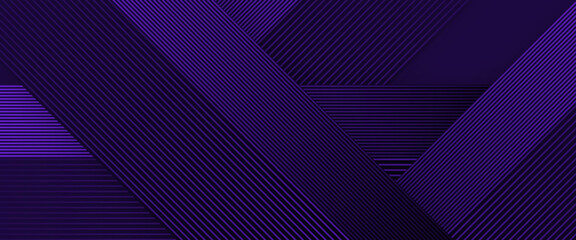 Poster - Purple violet and black dark vector 3D technology futuristic glow with line shapes banner. Suit for cover, poster, banner, brochure, header, website vector