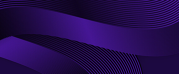 Poster - Purple violet and black dark vector abstract modern futuristic 3D line banner with shapes. For business banner, formal invitation backdrop, luxury voucher, prestigious gift certificate