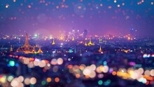 night city scene with colorful lights from the capital city light blur. seamless looping overlay 4k virtual video animation background