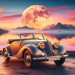 car on sunset background