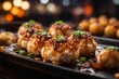 Takoyaki octopus balls, popular Japanese food, Japanese snack, delicious restaurant food menu