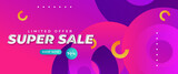 Fototapeta Boho - Green orange and purple violet vector gradient abstract super sale banners with shapes. Vector illustration. For sale background, poster, flyer, catalog