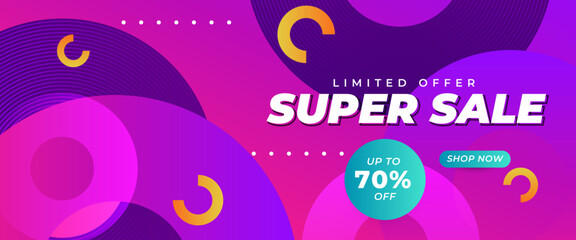 Poster - Green orange and purple violet modern shopping day super sale banner template. Vector illustration. For sale background, poster, flyer, catalog