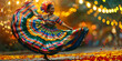 Graceful Cinco de Mayo Dancer Twirling Multicolored Dress Festive Mexican Woman