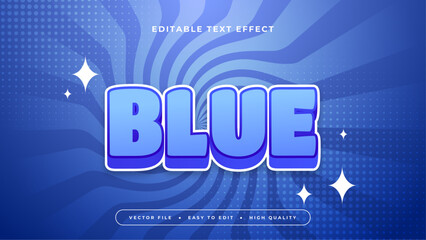 Wall Mural - Blue and white blue 3d editable text effect - font style