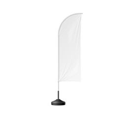 Wall Mural - realistic beach flag, white banner stand mockup. isolated 3d vector portable, blank display on a lig