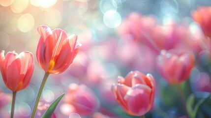  Blooming Spring Tulip Closeup on Pastel Bokeh