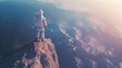Illustration of Human Space Background. An Astronaut on an Imaginary Planet