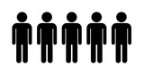 Fototapeta Londyn - Group man six person row human infographic vector black icons. Six person one group symbol illustration.