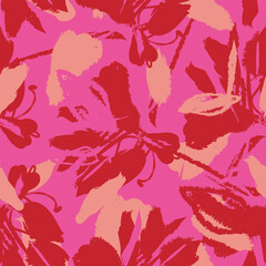 Poster - Red Abstract Floral Seamless Pattern Design