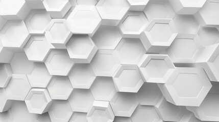 3D Futuristic honeycomb mosaic white background. Realistic geometric mesh cells texture. Abstract white vector wallpaper with hexagon grid