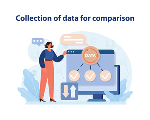 Poster - Data Collection for Benchmarking Vector. A professional prepares data for benchmarking.