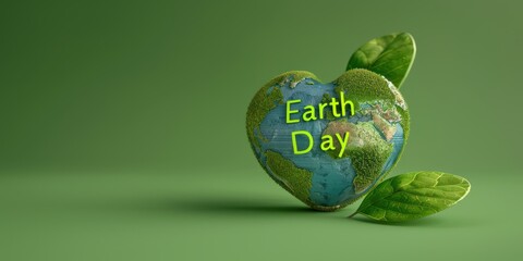 Earth globe 3d with earth day text copy space 